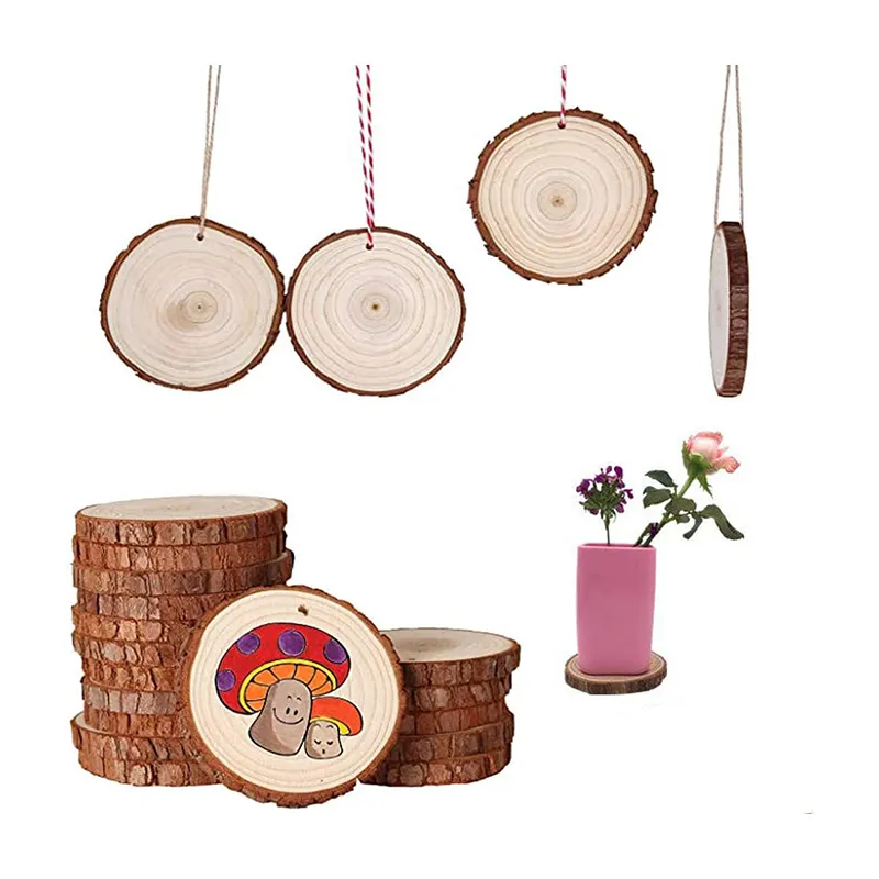 Pièce de pin inachevée ronde en bois ornements de noël tranches de bois pour l'artisanat et la fabrication de bijoux à bricoler soi-même