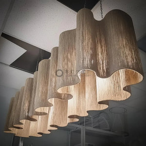 Lámpara colgante de madera de forma alargada con fuente de luz LED para decoración de hoteles, villas y cafeterías - Product Image 1