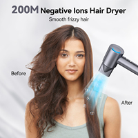 Sèche-cheveux ionique à haute vitesse 110000 tr/min, sans pales, à faible bruit, avec moteur BLDC et affichage LED, pour usage domestique
