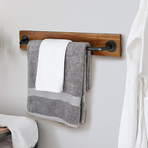 <span class=keywords><strong>Porte</strong></span>-serviettes mural rustique en métal et bois, barre de 70 cm pour une seule serviette - Product Image 3