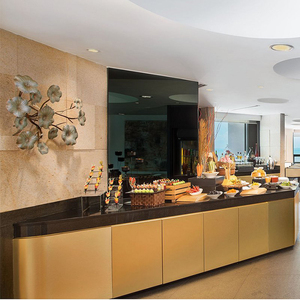 Comptoir de buffet moderne personnalisé pour hôtel, restaurant, salle à manger, en pierre Corian de haute qualité, acier inoxydable, usage commercial - Product Image 3