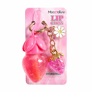 Lot de 12 baumes à lèvres hydratants aux fruits en forme de fraise avec porte-clés pour enfants et filles, présenté en boîte de présentation - Product Image 2