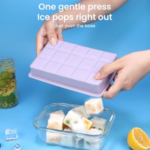 BPA Free Durable and Dishwasher Safe 2 Silicon Mold Food Grade Flexible Silicone Easy Release Ice Cube Tray With Lid for <b>Freezer</b> - Product Image 5