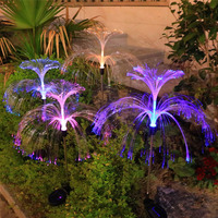 Lampes solaires à fleurs étanches double couche Lampes solaires à méduses décoratives à fibres changeantes de 7 couleurs pour la cour