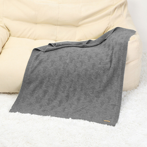 Ins nuovo Design tinta unita Super morbido cotone organico OEM OEKO bambino lavorato a maglia lenzuola Swaddle <span class=keywords><strong>passeggino</strong></span> coperta in pile - Product Image 6