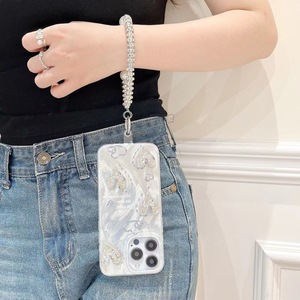 Custodia di Lusso Plissettata per Apple 16 15 Pro Max, Filato Effetto Piuma Argento per <span class=keywords><strong>iPhone</strong></span> 14 13 <span class=keywords><strong>X</strong></span> XR, <span class=keywords><strong>Cover</strong></span> <span class=keywords><strong>Protettiva</strong></span> Rigida con Braccialetto - Product Image 4