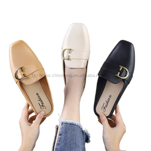 Women's Summer Korean-Style <b>Half</b> Toe Slippers Casual Non-<b>Slip</b> Sandals <b>Slip</b>-On Flat Design for Students Internet Celebrants - Product Image 2