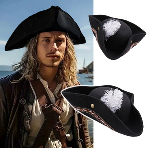 <span class=keywords><strong>Cappello</strong></span> di piume di moda spettacolo teatrale di Halloween Costume Cosplay per adulti <span class=keywords><strong>cappello</strong></span> capitano di Halloween - Product Image 3