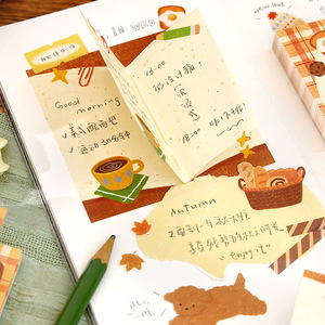 100 hojas/paquete 100 notas adhesivas cálido diario cuaderno estilo crayón ilustración planificador decoración estudio Memo mensaje papel - Product Image 4