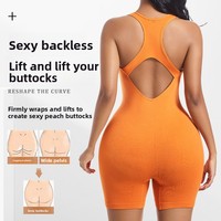 Traje de yoga de una pieza para mujer, sin costuras, transpirable, de nailon fino, ajustado, talla grande, con realce abdominal y levantamiento de cadera, y espalda recortada.