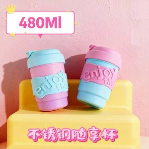 Stainless Steel Tumbler 480ml Insulated Travel <b>Mug</b> For Adults Pink And Blue Mixed Pack - Product Image 2