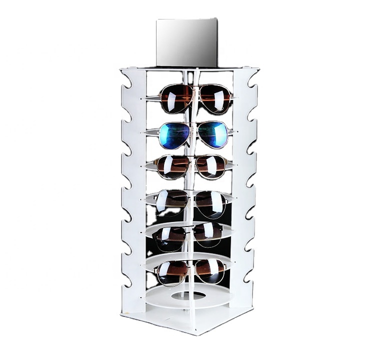 Оптовая продажа, Настольная пластиковая вращающаяся подставка для солнцезащитных очков с зеркалом