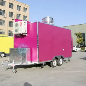 CAMP bequemer 13ft rosa eingebrachter speisewagen-anhänger mit voller küchenausstattung bbq food truck mobiles restaurant
