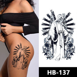 Grande mezzo braccio manica tatuaggio adesivo lupo tigre leone gufo teschio tatuaggi temporanei per uomo donna - Product Image 2