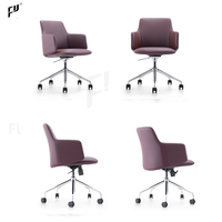 Chaise de bureau pivotante moderne à dossier bas en cuir PU, vente en gros de l'usine de Foshan, garantie 5 ans pour les salles de conférence et bureaux