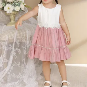 OEM Beautiful Girl Dress Pink White produttore abbigliamento personalizzato bambini Cute Kids Toddler Girls abiti comodo Outfit