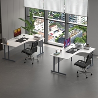 Bureau d'angle ergonomique en bois en forme de L moderne pour le télétravail, poste de travail informatique modulaire simple