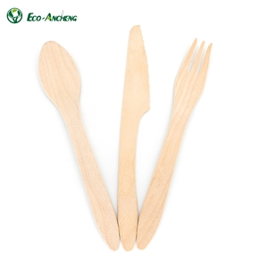 100% Set di posate in legno monouso in betulla naturale (50 pz)(25 pz) include forchetta a cucchiaio - Product Image 3