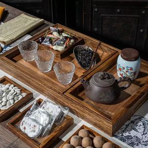 Solid Wood <b>Tray</b> Multifunctional Tea And <b>Snack</b> Serving Plate For Fruit Display And Storage With Compartment Design - Product Image 2