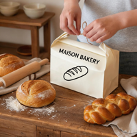 ETpack Sacs en papier kraft personnalisés avec logo pour boulangerie, pain, frites, emballage alimentaire à emporter, fournisseur en gros écologique