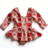 Ruidian Maßgefertigter Valentinstag-Bodysuit mit Bambusknöpfen für Kleinkinder von 0-3 Jahren, Langarm-Twirl-Kleid