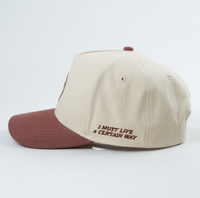 Matériau en coton Broderie de haute qualité Patch personnalisé bicolore Logo Chapeau Casquettes de baseball structurées à 5 panneaux.