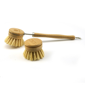 Eco-Friendly Bamboo Round Mini Pot Cleaning <strong>Brush</strong> Wooden Dish <strong>Scrub</strong> for Vegetable Cleaning - Product Image 6