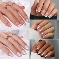 BTArtbox Uñas Postizas Acrílicas Cortas Cuadradas al por Mayor, Uñas de Gel Suave con Diseño de Logotipo Personalizado, Uñas Francesas Hechas a Mano, Uñas de Gel a Presión