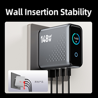Chargeur GaN 140W en gros d'usine, station de charge de bureau 4 ports, charge rapide PD3.1, affichage intelligent IA pour téléphones et ordinateurs portables