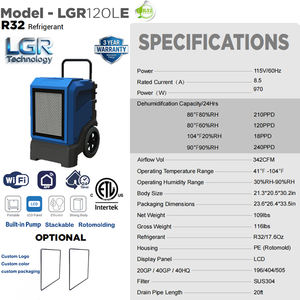 Déshumidificateur commercial LGR robuste 120-210 PPD pour la restauration après dommages par eau - Product Image 2