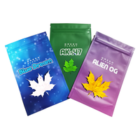 Impression numérique à faible quantité minimale de commande Mini sachets refermables Ziplock pochette noire mate 3.5 grammes sacs en mylar