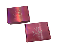 Boîte cadeau d'emballage d'expédition cosmétique recyclée d'enveloppe pliante holographique violette de marque de distributeur pour e-commerce