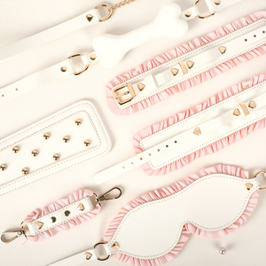Set Bondage SM Fetish per Coppie, 6 Pezzi <span class=keywords><strong>Sexy</strong></span> in Pizzo da Cameriera: Manette, Cavigliere, Frusta, Corda, Benda per Occhi, Collare di Contenimento MUQU - Product Image 2