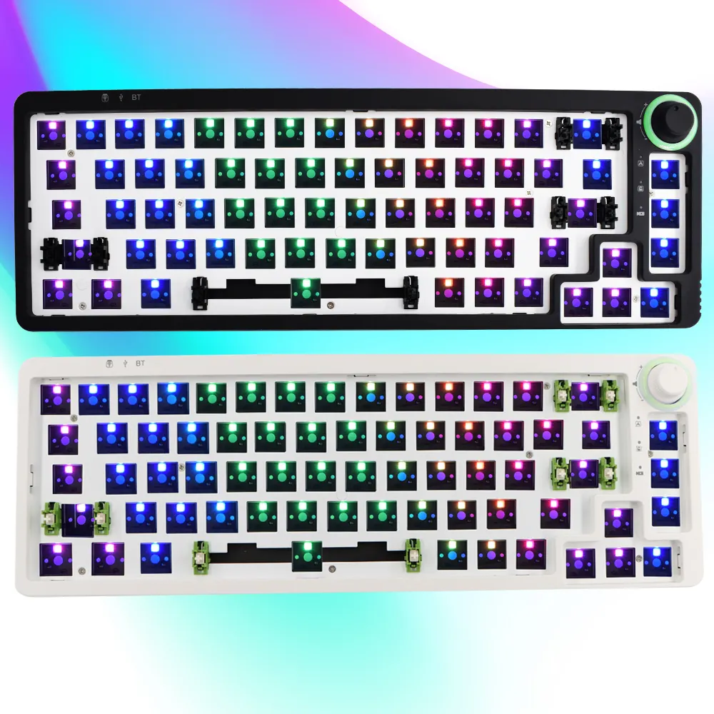 LK67/TM680 Hot Swap Mechanical Keyboard Programmable 3 Mode 3/5 Pins Switches Keyboard DIY Kit with Knob RGB Wireless Keyboard