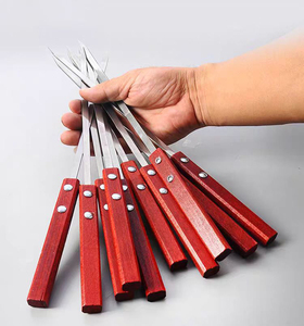 Thép Không Gỉ Hiện Đại <span class=keywords><strong>BBQ</strong></span> Xiên Set Gỗ Xử Lý Widened Dày Cừu Dforks Lớn Dầu Cạnh Để Làm Sạch Nướng Kim Loại Cắm Trại - Product Image 6