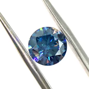 6.5mm 8mm GRA Certificates Plated Dark Gems Blue Fancy Color 8H8A Round Brilliant Cut Moissanite Loose Stones