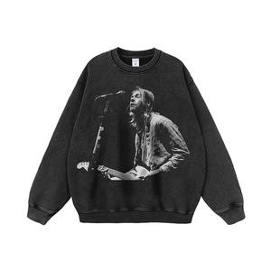 Nuova Felpa con Cappuccio Autunnale Stile <span class=keywords><strong>Hip</strong></span>-hop Lavata, Design Vintage con Stampa di Band <span class=keywords><strong>Rap</strong></span>/Rock, Felpa a Maniche Lunghe da Uomo - Product Image 2