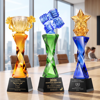 Nouveau trophée en cristal torsadé, design coloré haut de gamme, cadeau souvenir de reconnaissance pour les employés d'entreprise