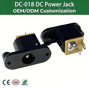 مقبس طاقة تيار مستمر <span class=keywords><strong>DC</strong></span>-018 مع أذنيات تثبيت، مقبس <span class=keywords><strong>DC</strong></span> عمودي بفتحة ممرية 5.5x2.1 مم 5.5x2.5 مم، موصل شحن أنثوي أسطواني - Product Image 1
