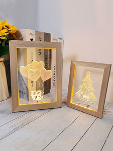 Combinaison parfaite de cadre <span class=keywords><strong>photo</strong></span> en bois naturel avec éclairage veilleuses pour améliorer les photos et les beaux souvenirs touchants - Product Image 3