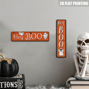 Letrero Metálico de Halloween con Diseño de Fantasma 'Hey Boo', Decoración Rústica para Pared, Ideal para Porche, Patio, Cafetería o Fiesta de Halloween - Product Image 5