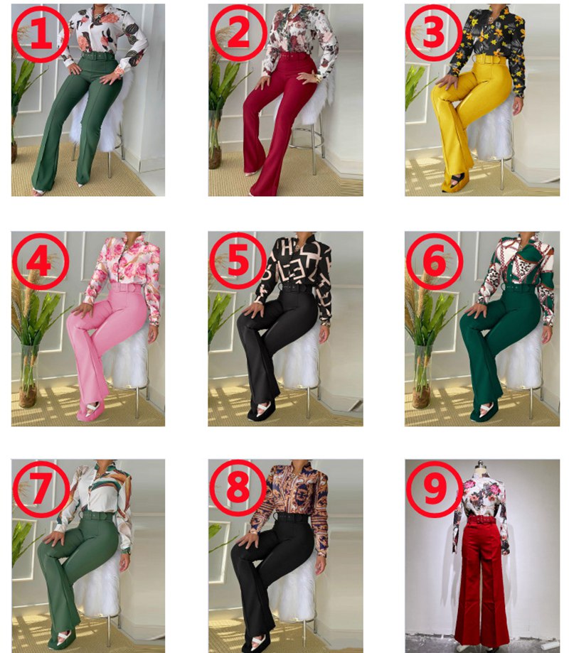 Y220161-1 New Fashion Print Long Sleeve Shirt Sets with belt 3 Piece Women Summer Outfits Sets Three Piece Blouse Shorts Set