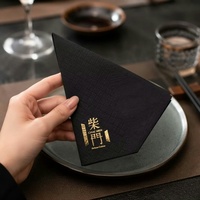 Servilletas Negras Impresas Personalizadas con Logotipo en Dorado y Plateado, Impresión Digital, Servilletas de Papel Desechables Personalizadas para Navidad y Bodas