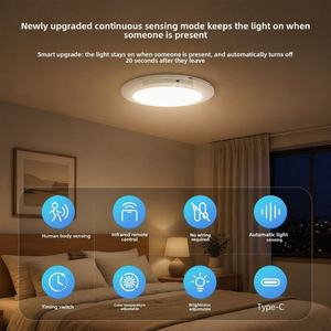 Plafonnier <span class=keywords><strong>LED</strong></span> sans fil avec détecteur de mouvement, rechargeable, à intensité variable, 3 températures de couleur, télécommande, minuterie, fixation magnétique pour garage, <span class=keywords><strong>sous</strong></span>-<span class=keywords><strong>sol</strong></span>, placard - Product Image 4