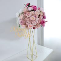 Grande boule de fleurs artificielles en tissu, rose et pivoine, haut de gamme, pour centre de table transfrontalier, décoration de mariage