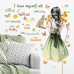 <span class=keywords><strong>Papier</strong></span> <span class=keywords><strong>peint</strong></span> Hinata Little Girl avec slogan inspirant en anglais, décoration pour salon et chambre à coucher, <span class=keywords><strong>papier</strong></span> <span class=keywords><strong>peint</strong></span> auto-adhésif, autocollant mural - Product Image 5