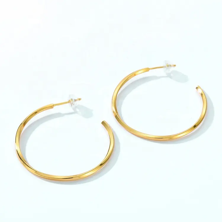 Custom Dainty Women Stud Earrings Jewelry Gifts OEM Rhodium Plated 925 Sterling Silver Classic Large Hoop Earrings