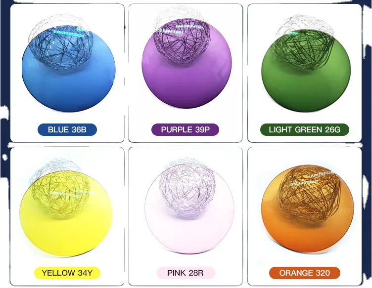 Cr39 लेंस 1.56 photochromic ब्लू/गुलाबी/purlple धूप का चश्मा लेंस