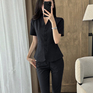 Women's Short Sleeve Suit Set Summer Lightweight Formal Wear Skirt Style Professional Uniform - Product Image 2
