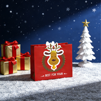 Sac cadeau portable écologique avec logo personnalisé et impression sérigraphique, emballage de Noël en carton ondulé